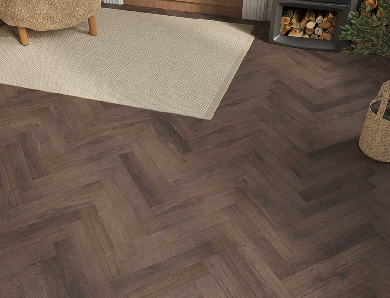 Smoked Walnut Herringbone Peel & Stick LVT - 2x77x456mm secondary