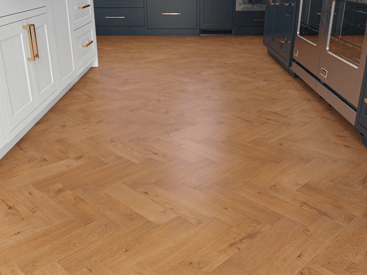 Knightsbridge Engineered Oak Herringbone - Brushed & Golden Oiled 10x80x300mm