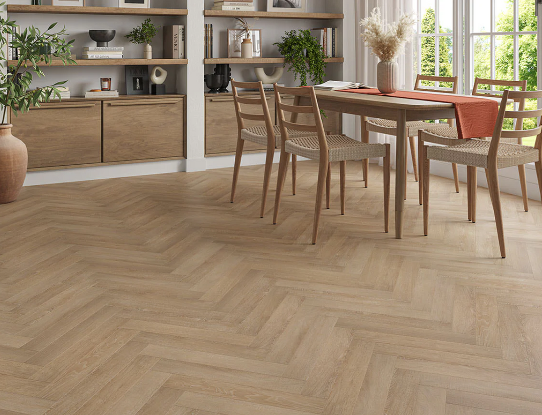 Warm Sandstone Chevron Peel & Stick LVT - 3x158x710mm
