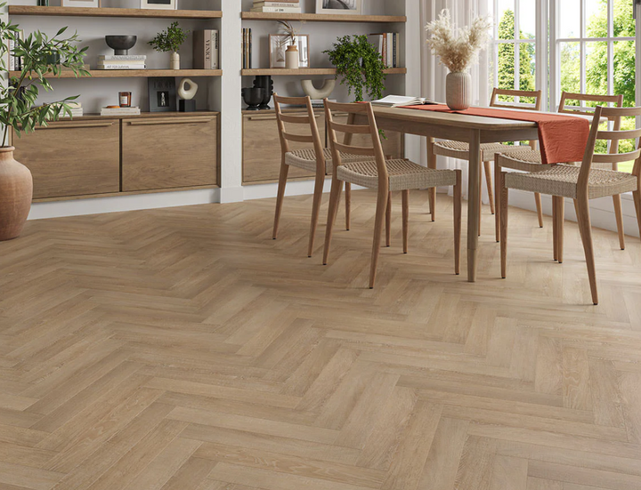 Warm Sandstone Chevron Peel & Stick LVT - 3x158x710mm